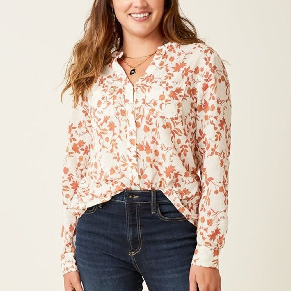 Carve Designs Dylan Gauze Tunic in Kodiak Red Clay Print - Small